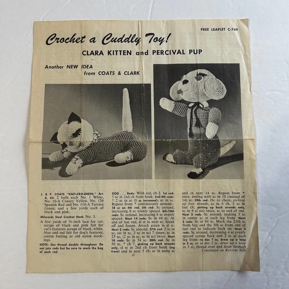 Vintage Knit/Crochet Plush and Doll Patterns Lot of 4 HTF RARE - Picture 6 of 10